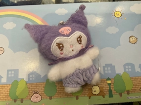 Sanrio Baby Kuromi Fluffy Small Plush Keychain (In-stock) Minimalist Design Gaming Display