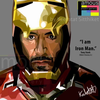 Pop Art Wall Decoration Drawing (Tony Stark - Grey) Gaming Object Collectible Decor