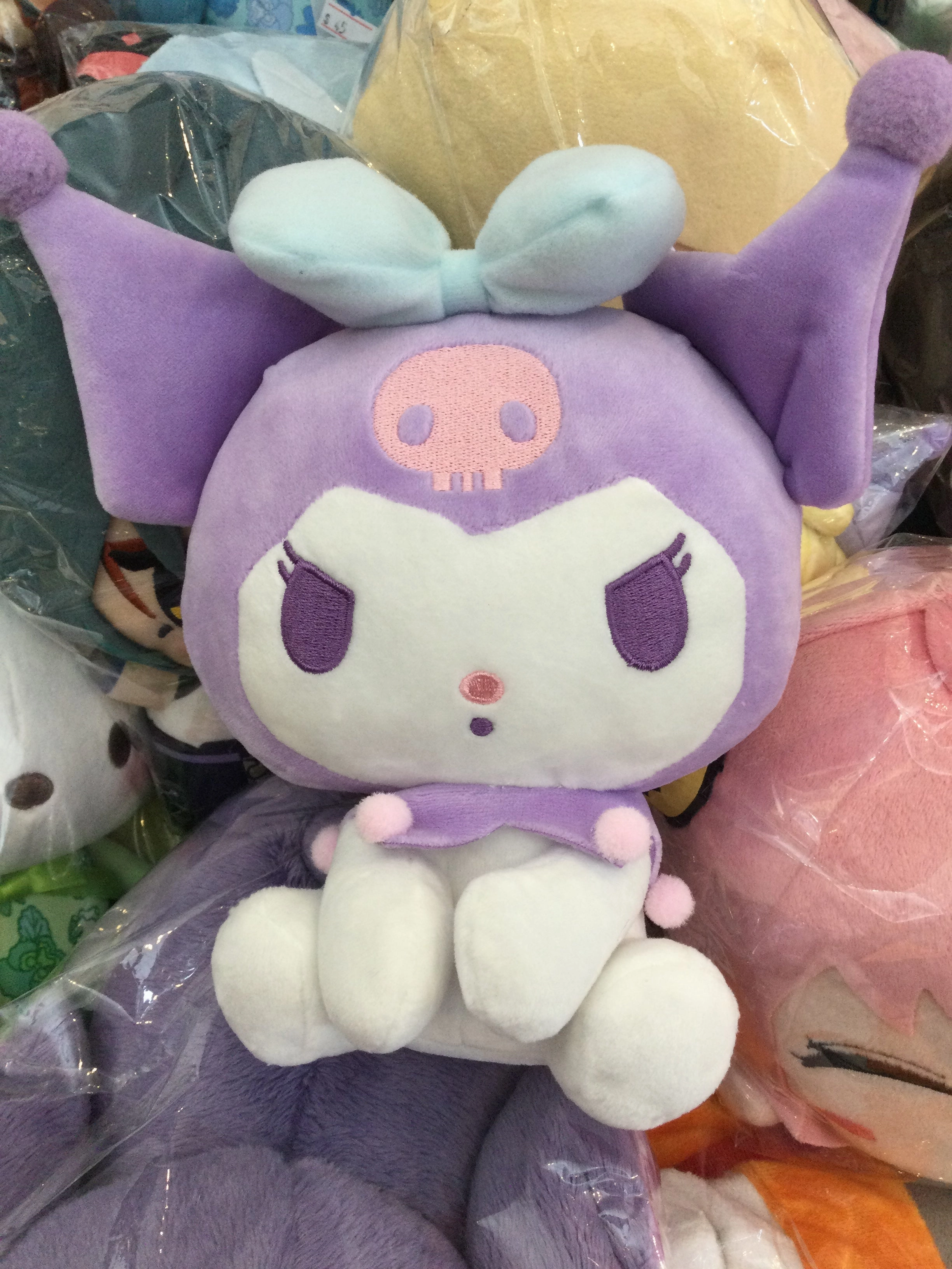 Sanrio Characters Purple Kuromi with Blue Bow Medium Plush (In-stock) PVC Object Cute Animal