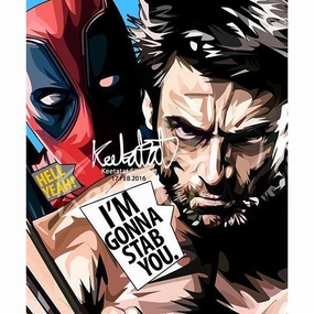 Deadpool Vs Wolverine Pop Art Poster Wall Decoration Drawing Marvel Party Decoration Film Prop Replica