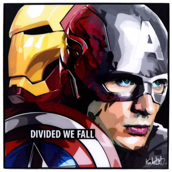 Pop Art Wall Decoration Drawing (Ironman and Captain America Divided We Fall) ??F??b ??????L ? Marvel Mythical Figure Designer Sculpture