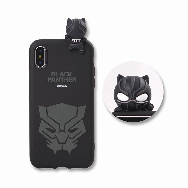 PVC Toy Dinosaur Model Marvel Avengers Black Panther Jelly Figure Soft iPhone Case