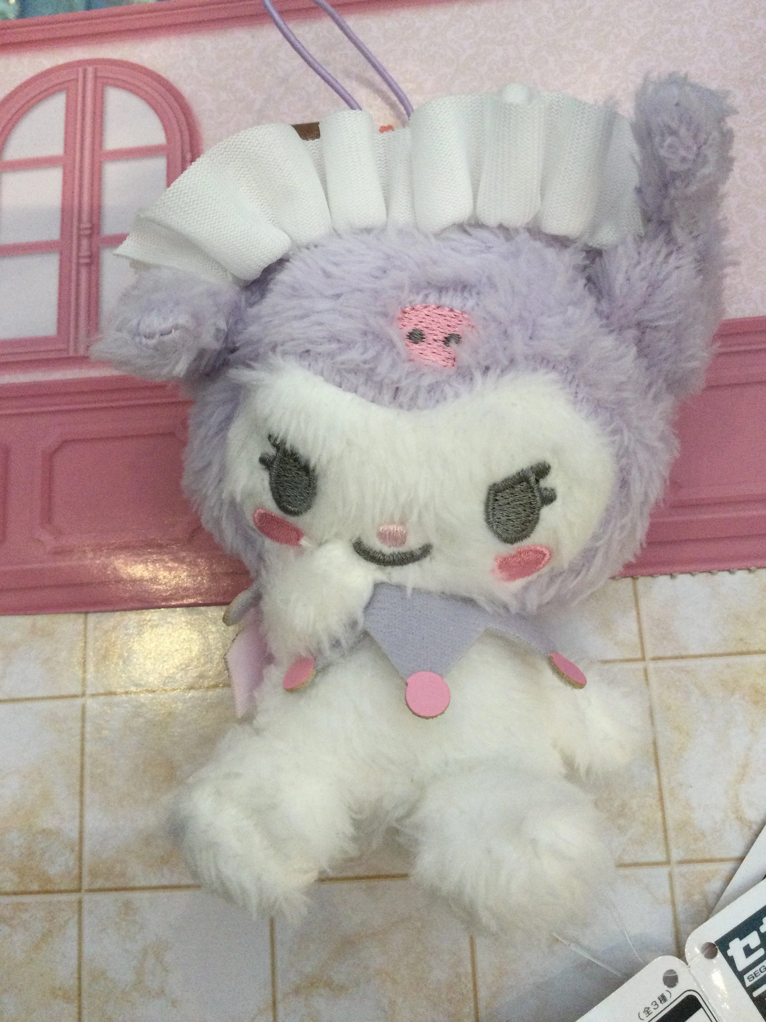 Sanrio Kuromi Sweety Maid Furry Small Keychain Plush (In-stock) Landmark Replica Robot Showcase