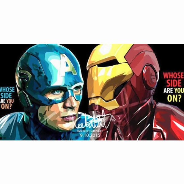 Pop Art Wall Decoration Drawing (Captain America VS Iron Man Whose Side Are You On 2pcs) ?F????b ??????L ? Marvel Miniature Decor