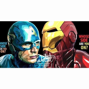 Pop Art Wall Decoration Drawing (Captain America VS Iron Man Whose Side Are You On 2pcs) ?F????b ??????L ? Marvel Miniature Decor