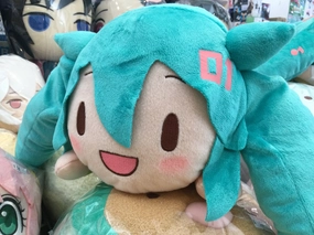 Fuwapuchi Hatsune Miku Cat Open Eyes Sporty Outfit Live Audience Lying Down Medium Plush (In-stock) Anime Art Fantasy Sculpture
