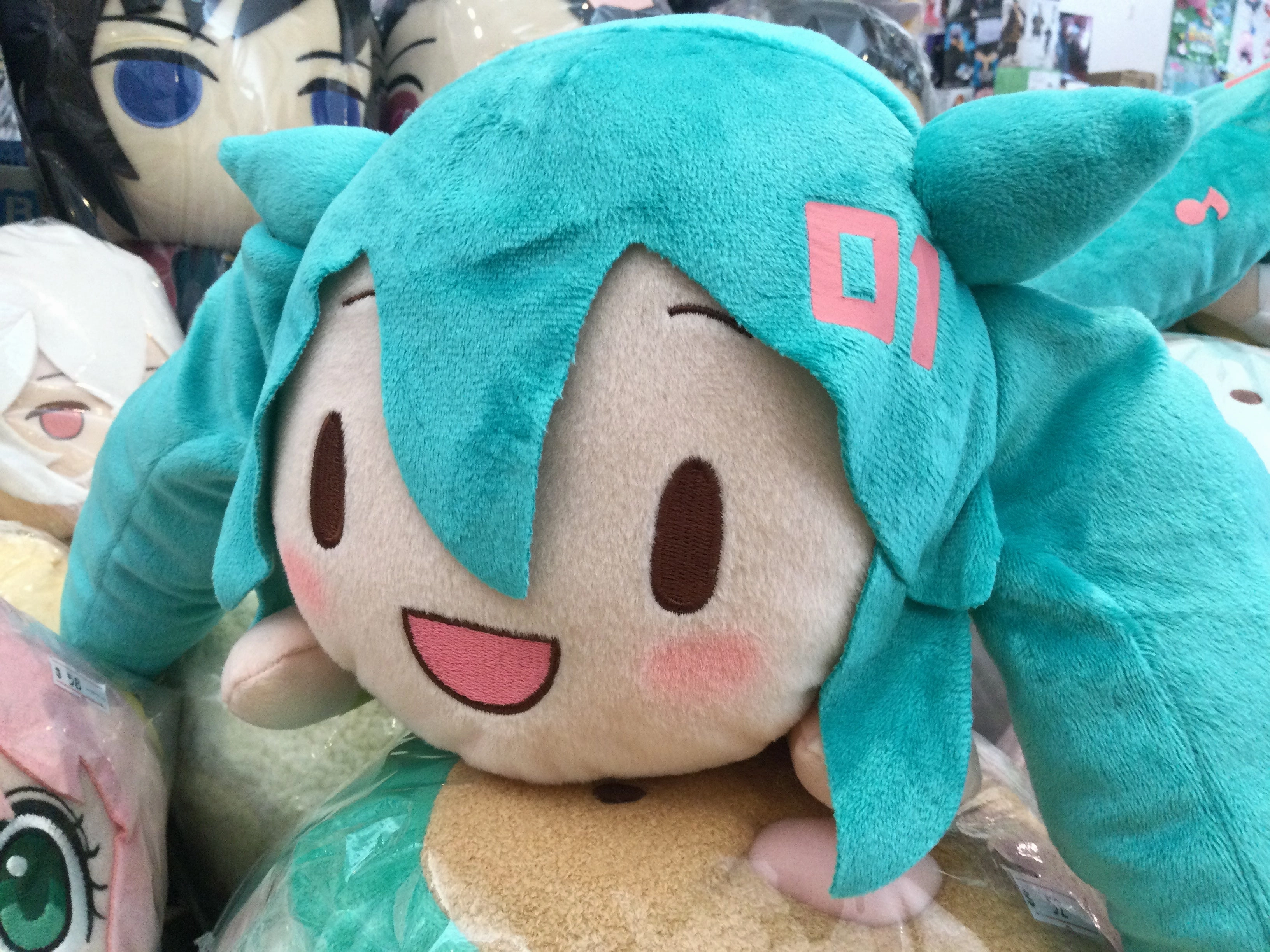 Fuwapuchi Hatsune Miku Cat Open Eyes Sporty Outfit Live Audience Lying Down Medium Plush (In-stock) Anime Art Fantasy Sculpture