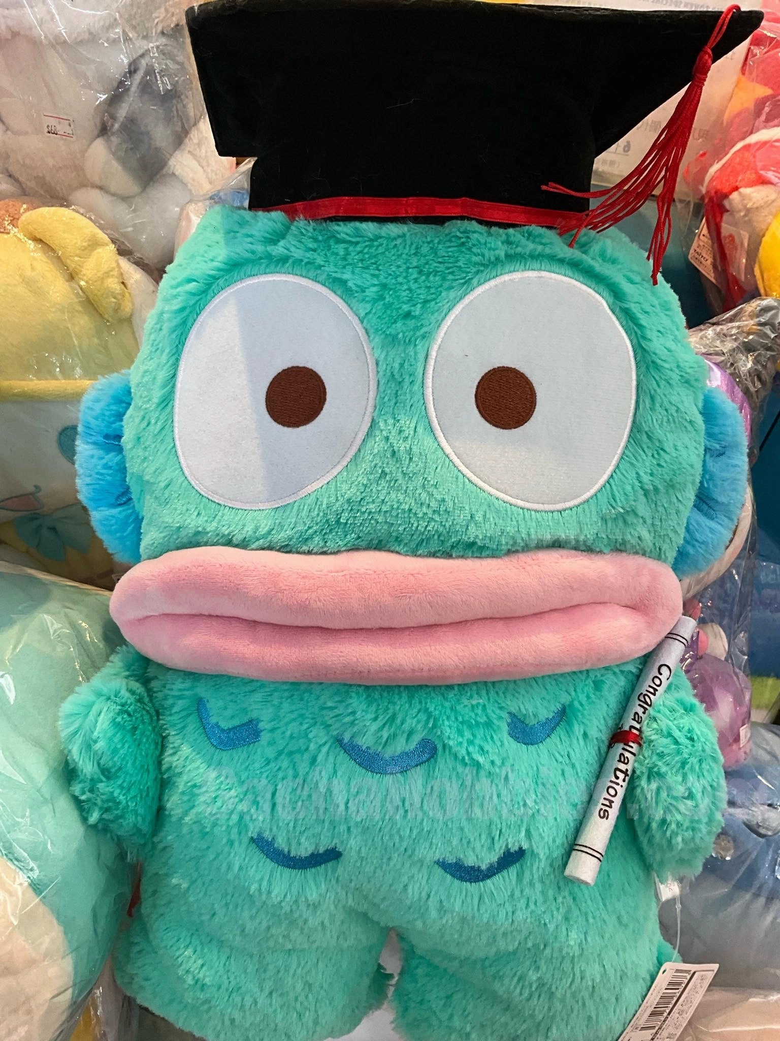 Graduation Sanrio Hangyodon Furry Fish Flat Big Plush Character Statue Spirit Animal