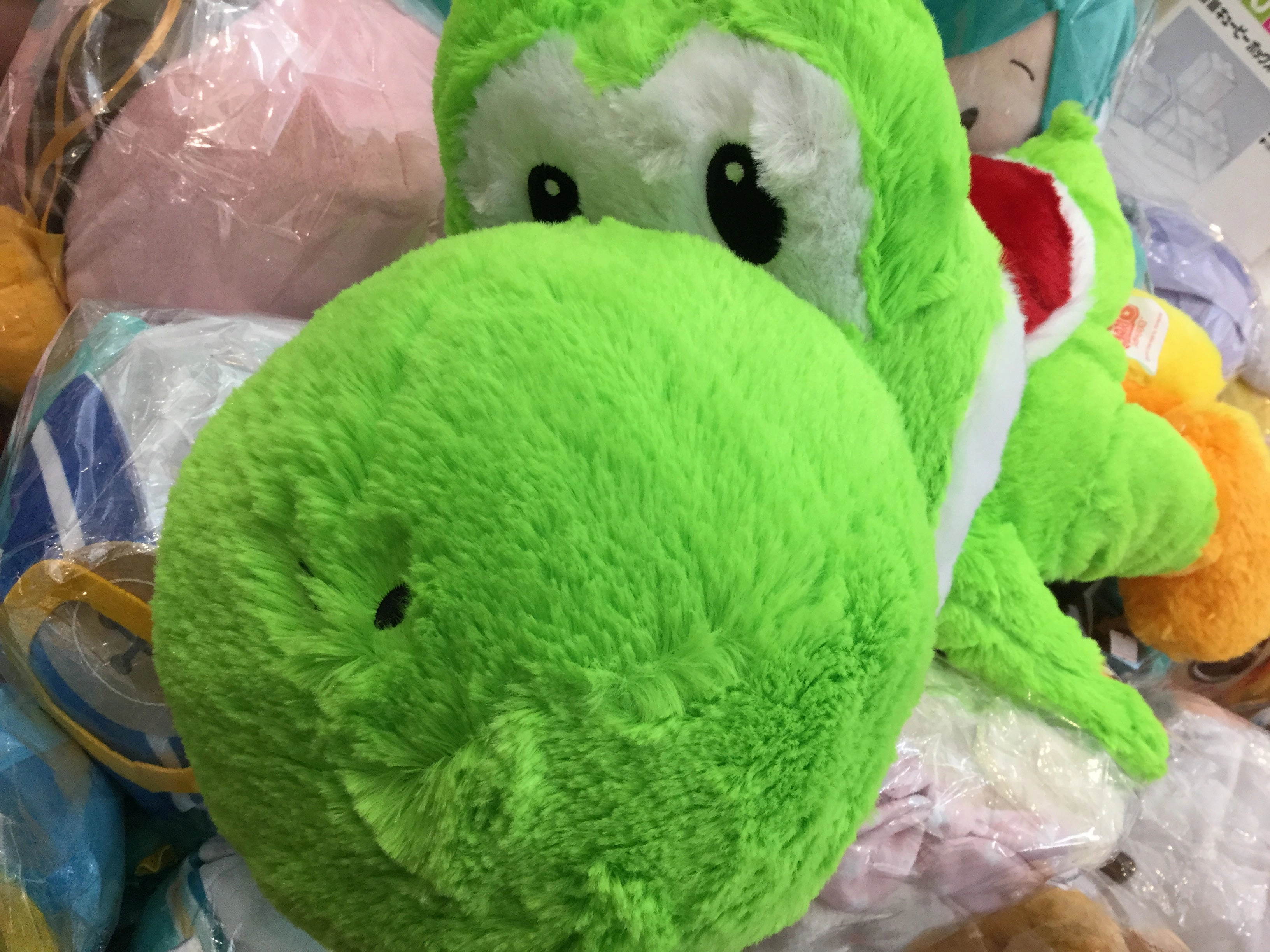 Dorm Room Holiday Ornament Super Mario Bros Green Yoshi Resting Long Fur Medium Plush (In-stock)