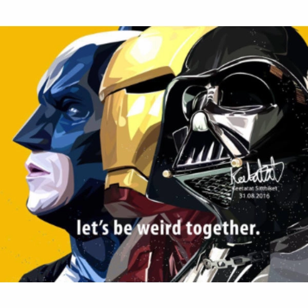 Traditional Craft Gallery Worthy Pop Art Wall Decoration Drawing (Batman&Ironmam&Darthvader Let's Be Weird) ?????b ??F??b ???? ? DC Marvel Star Wars