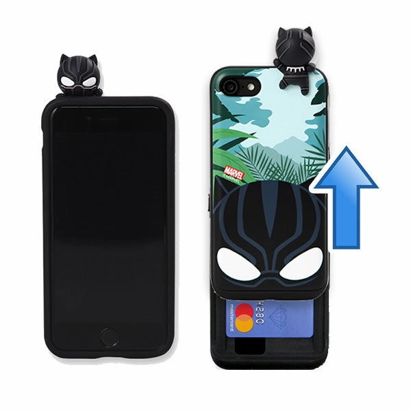 Marvel Black Panther Figure Card Slot Slide Cover Wallet iPhone Case Miniature Figure