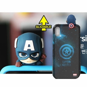 Marvel Captain America Mini Figure Slide Cover Card Slot S2 Phone Case Silver Coated Adventure Character