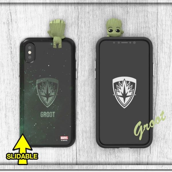 Marvel Groot Mini Figure Slide Cover Bumper Card Slot S2 Phone Case Superhero Collectible