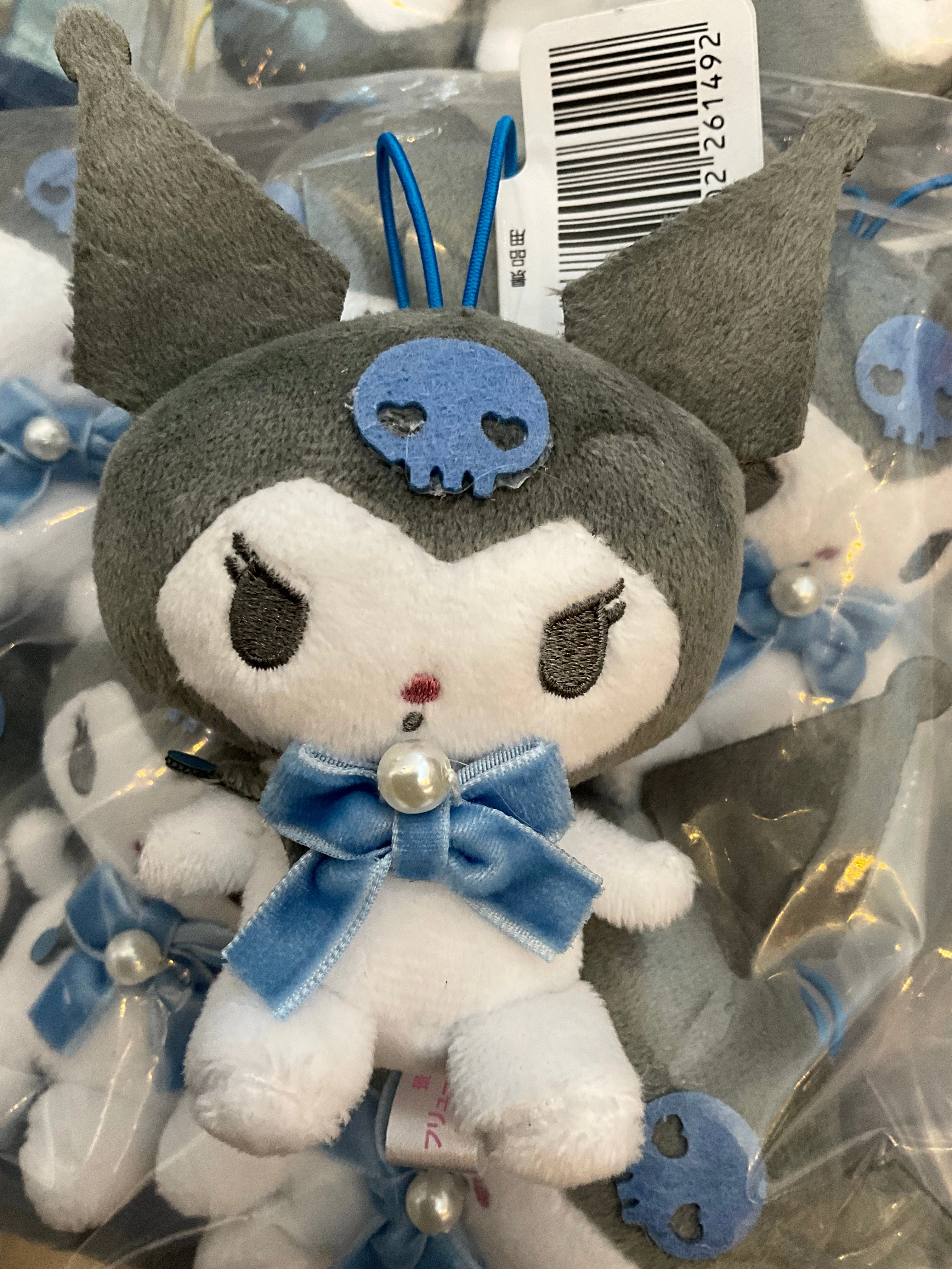 Sanrio Kuromi Blue Velvet Ribbon Small Plush Keychain (In-stock) Global Phenomenon PVC Decor