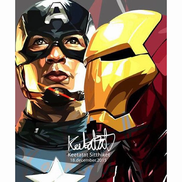 Pop Art Poster Wall Decoration Drawing Marvel Captain America Vs Ironman Marvel Collectible Character Collectible Showcase