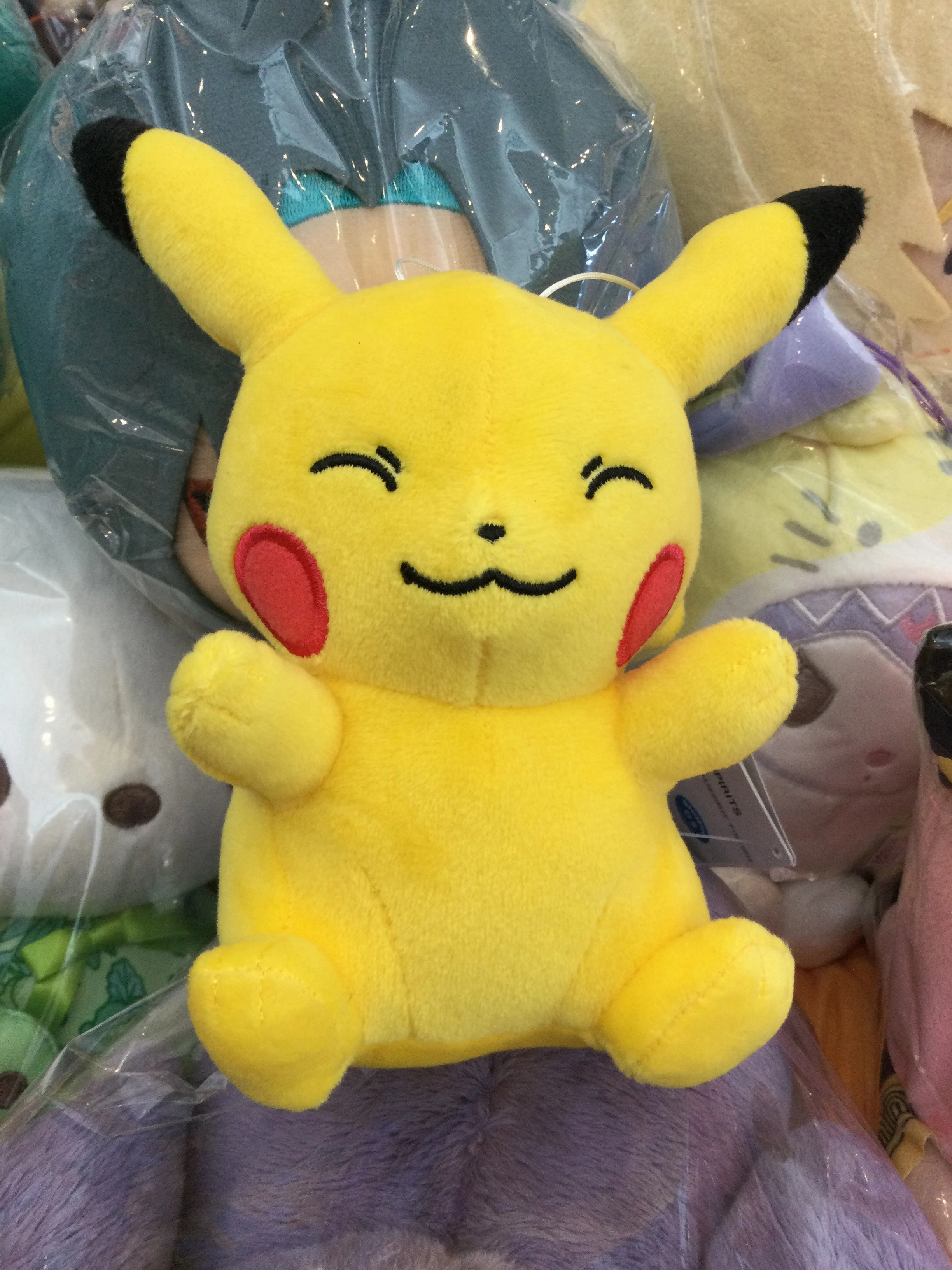 Wall Mounted Pokemon Pikachu Eyes Closed Smile Small Plush (In-stock)