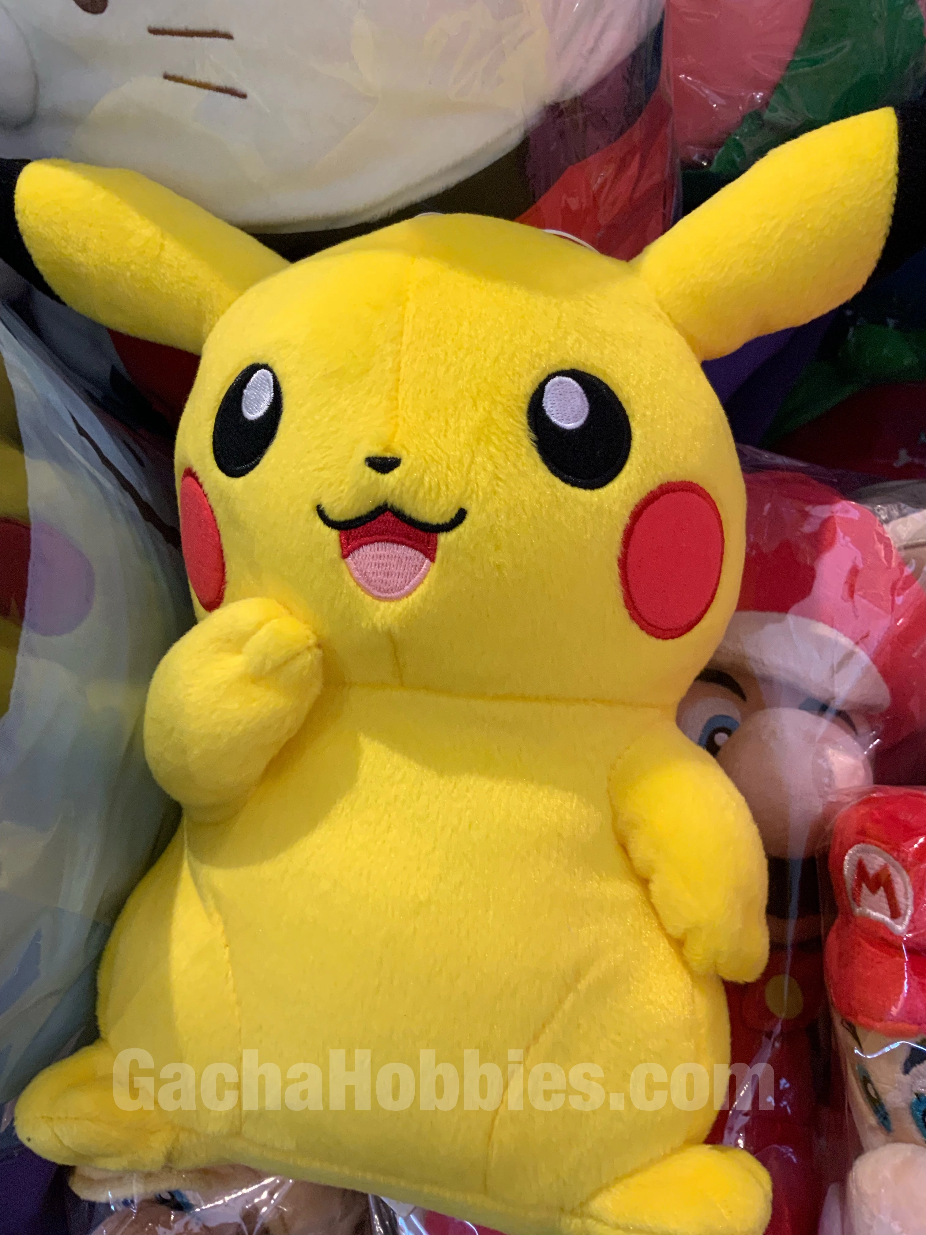 Pokemon Pikachu Sitting and Pretending to be Cute Plush (In-stock) People Model Photo Opportunity
