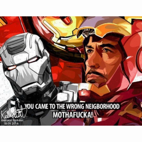 PVC Product Pop Art Wall Decoration Drawing (Iron Man You Came To The Wrong Neighbourhood 2pcs) ?F????b ? Marvel