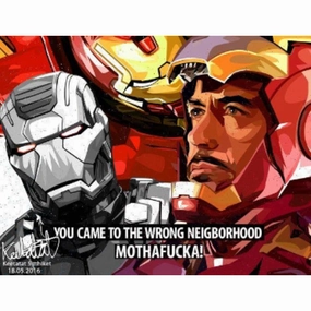 PVC Product Pop Art Wall Decoration Drawing (Iron Man You Came To The Wrong Neighbourhood 2pcs) ?F????b ? Marvel