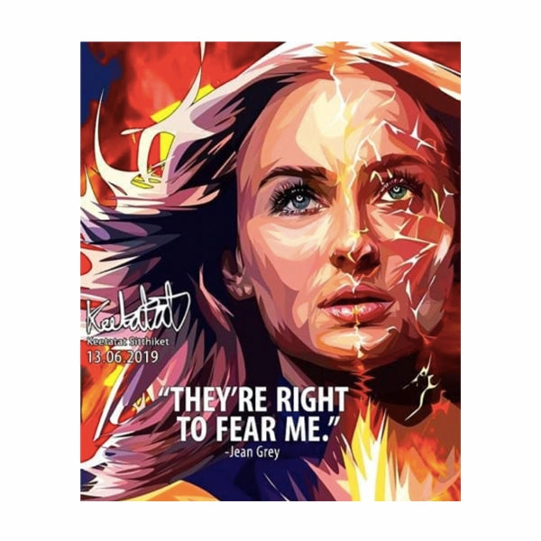 Miniature Piece Forest Creature Pop Art Wall Decoration Drawing (Jean Grey - They're right to fear me)