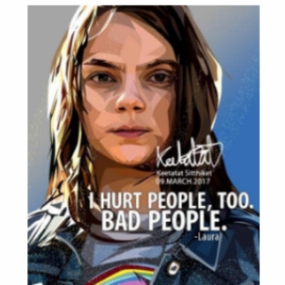 Pop Art Wall Decoration Drawing (Laura - I Hurt People, Too.Bad People) ?}?? ? Chrome Plated Limited Statue