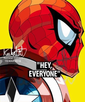 Pop Art Wall Decoration Drawing (SpiderMan Hey Everyone) Silicone Model