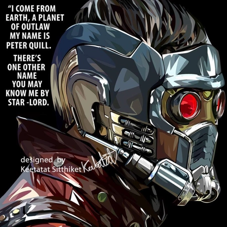 Blue Ribbon Pop Art Wall Decoration Drawing (Star Lord)