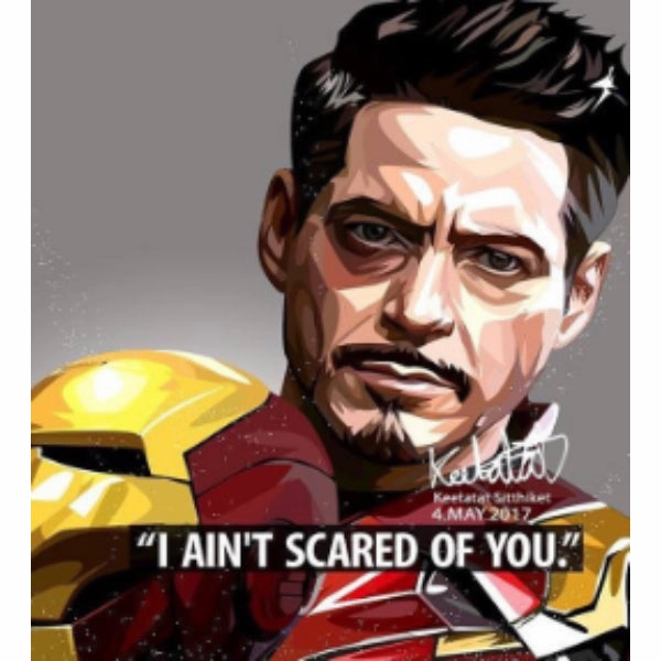 Pop Art Wall Decoration Drawing (Tony Stark - I ain't scared of you) Gaming Sculpture