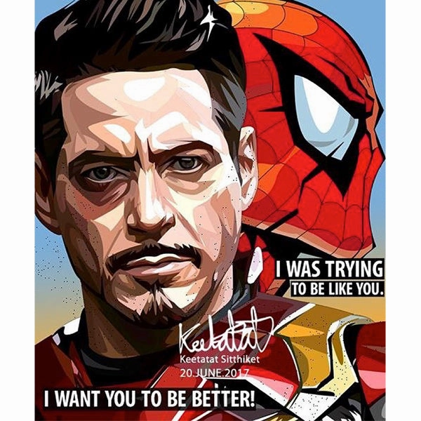 Science fiction Spring Gift Pop Art Wall Decoration Drawing (Tony Stark & Spiderman - I was trying to be like you) Marvel
