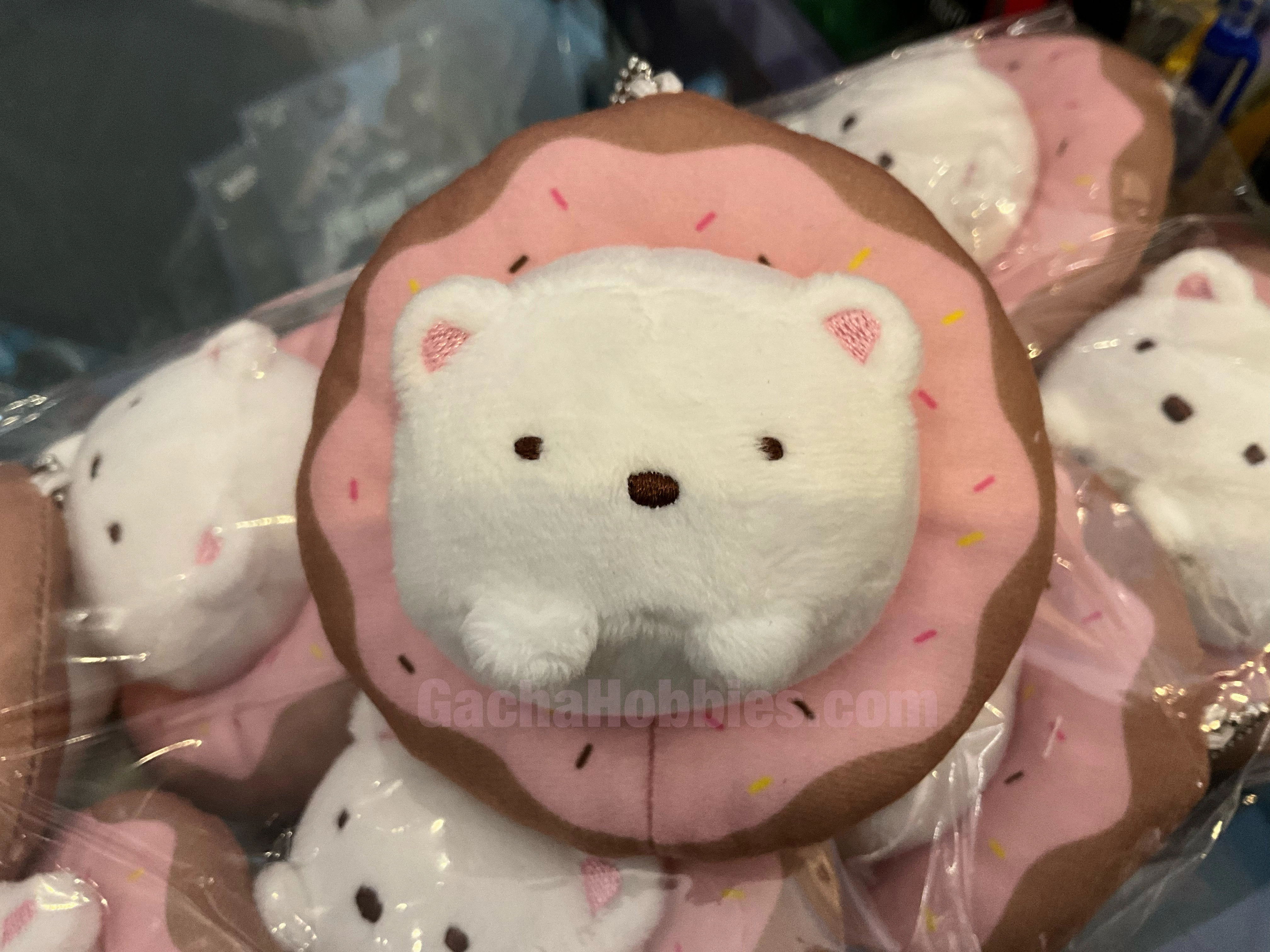 Sumikko Gurashi Chubby Shirokuma Stuck In Donut Small Plush Keychain (In-stock) Plastic Model