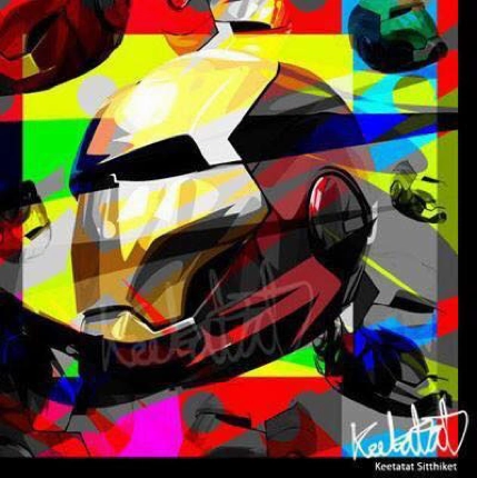 Pop Art Wall Decoration Drawing (Iron Man - Black) Crystal Figure Limited Toy