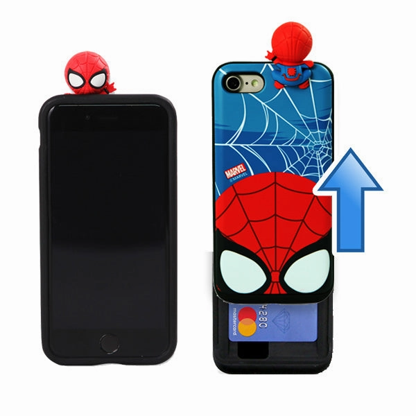 Marvel Spiderman Figure Card Slot Slide Cover Wallet iPhone Case Bathroom Accent Miniature Toy