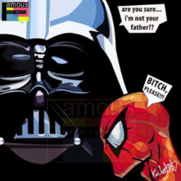 Pop Art Wall Decoration Drawing (Darth Vader VS Spiderman) ?????? ???? ??b ? Star Wars Marvel Award Trophy International Icon
