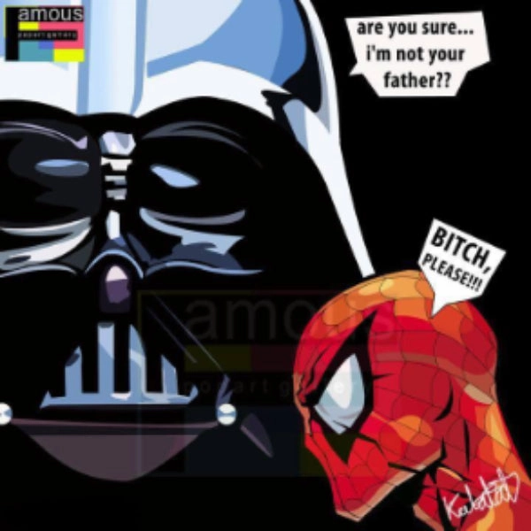 3D printed Art Piece Pop Art Wall Decoration Drawing (Darth Vader VS Spiderman) ?????? ???? ??b ? Star Wars Marvel
