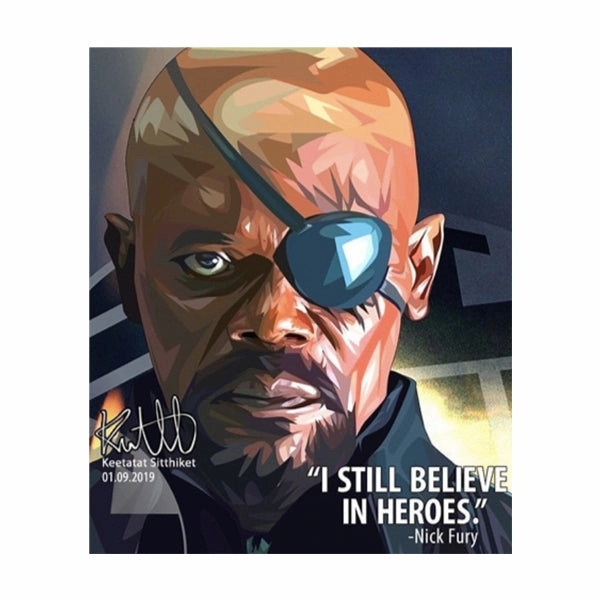 Chibi Art Pop Art Wall Decoration Drawing (Nick Fury - I still believe in Heroes)