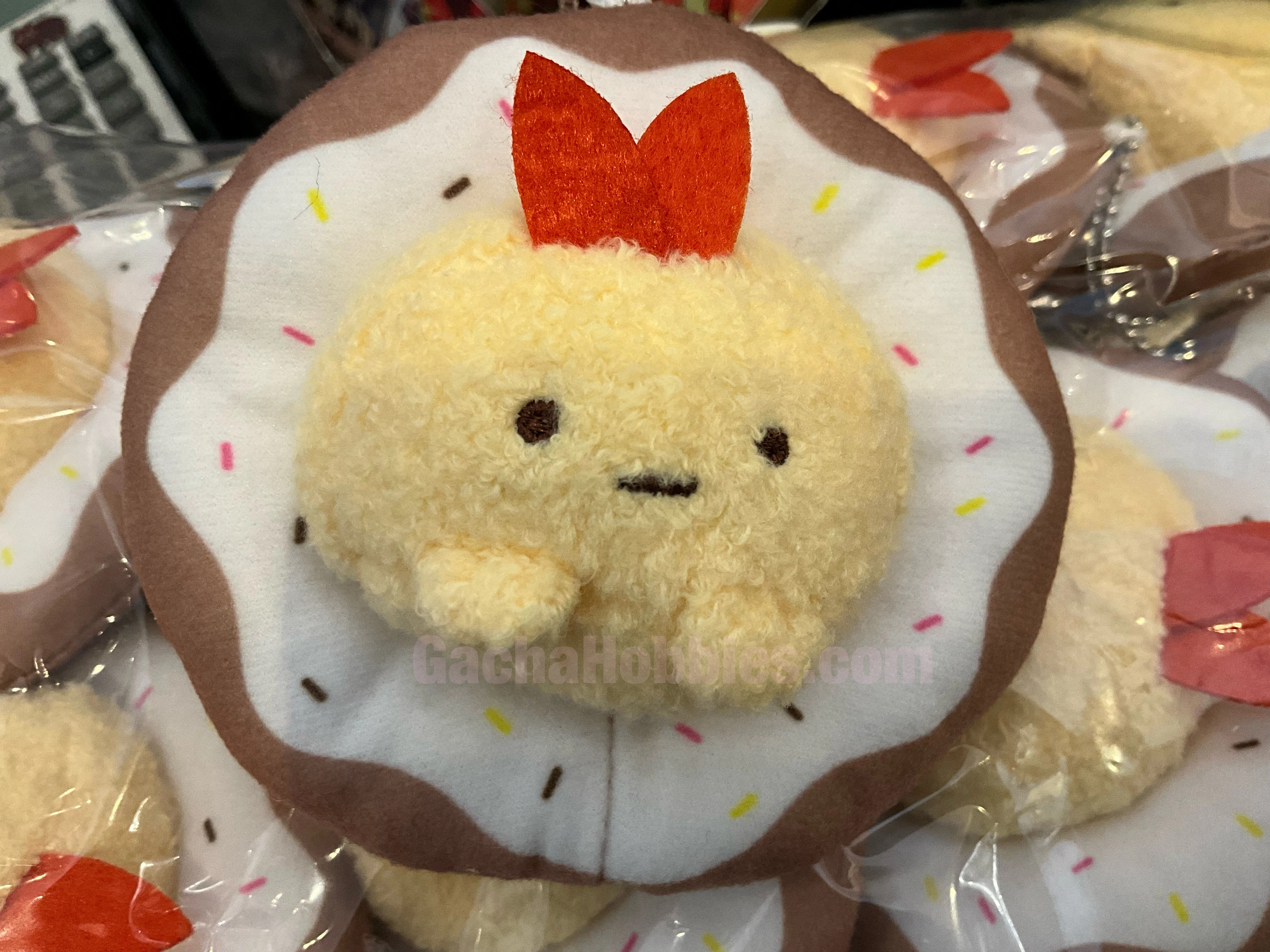 Sumikko Gurashi Chubby Ebifurai No Shippo Stuck In Donut Small Plush Keychain (In-stock) Vinyl Merchandise