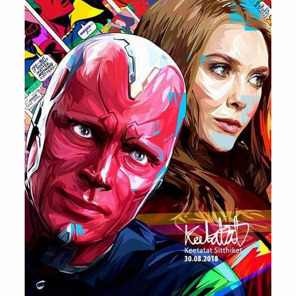 Architectural Model Character Model Vision & Scarlet Witch Marvel Pop Art Poster Wall Decoration Drawing Marvel