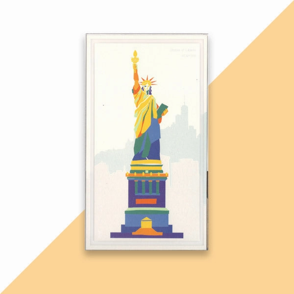 World Landmark Wood DIY 3D Puzzle & Postcard New York Statue Of Liberty Cartoon Figure